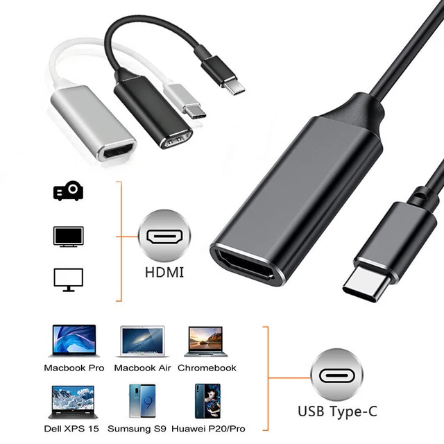 USB C DATA Line Cable Type C Female HDMI 4K Adapter For Mac Samsung S ...