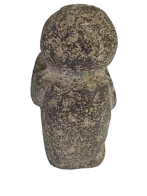 #4620 Pre Columbian Polished  Stone Seated Figure, Possibly Mezcala? 3