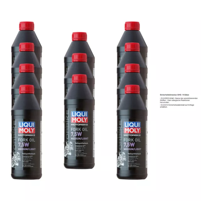 11x Liqui Moly Motorbike Fork Oil 7,5W medium light Motorrad Gabelöl 1L