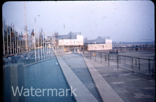 1950s Kodachrome Photo slide   Frankfurt Germany airport   double exposure