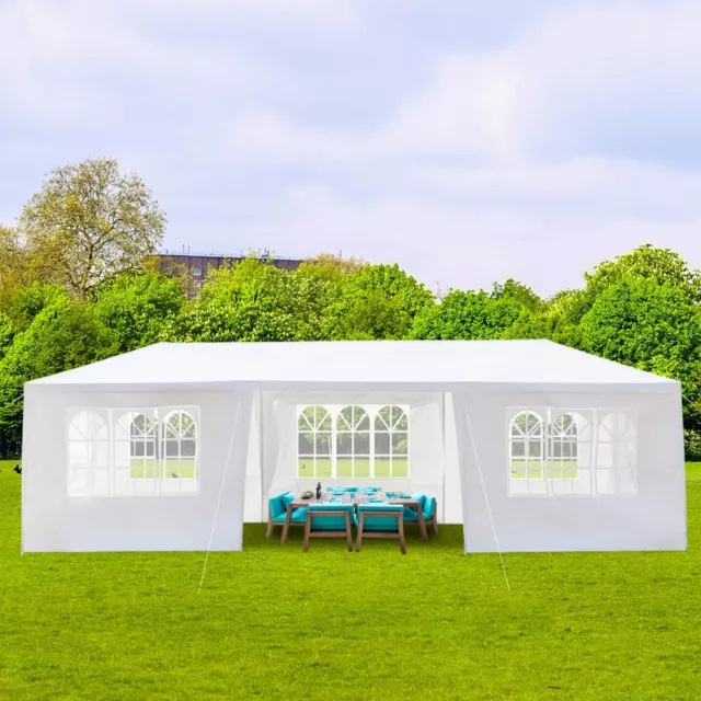 3x9M Large Garden Heavy Duty Gazebo Marquee Party Tent Canopy White 7 sides