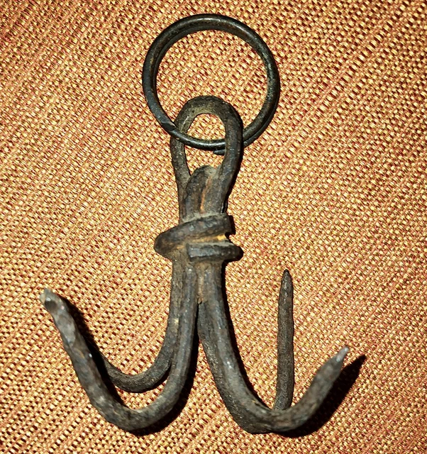Antique Primitive Iron Blacksmith 4 Prong Meat Hanging Hook