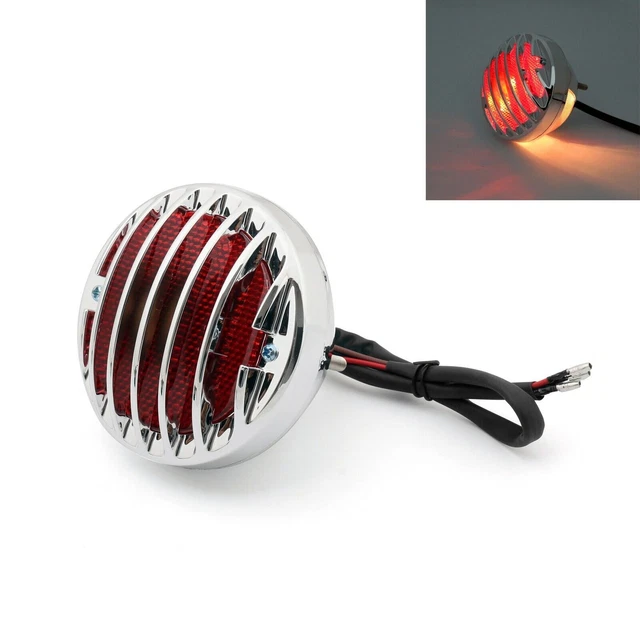 Round Motorcycle Tail Brake Light For Bobber Chopper Rat Custom Chrome