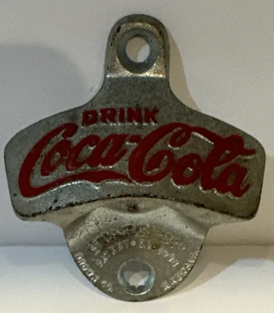 Coca Cola Wall Mount Metal Bottle Opener Starr "X" Brown Co. Made in USA Vintage