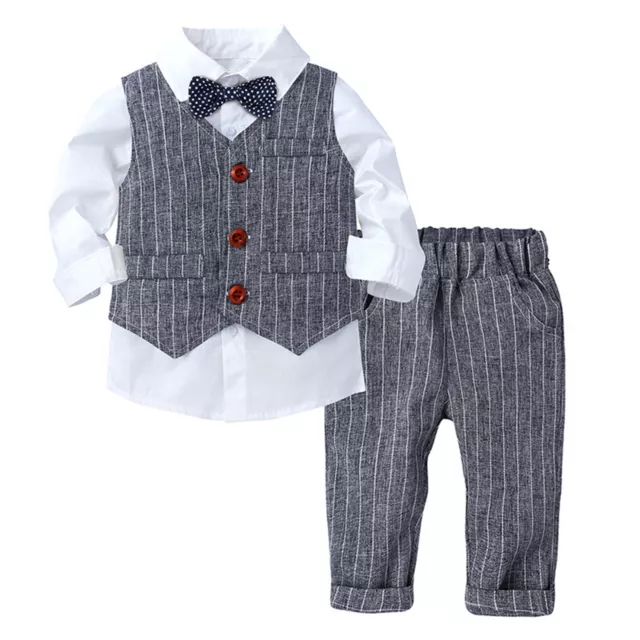 Outfits da gentiluomo bambino abito da battesimo abito da sposa camicia a maniche lunghe + gilet + pantaloni SW