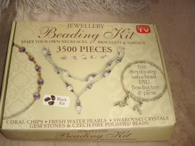 Jewellery Beading Kit Beading Tray Pliers Pearls Gems Czech Beads DVD & Book