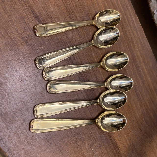 Lot De 6 Cuillères Style Vermeil - Modèle à La Russe - 17 Cm - Doré
