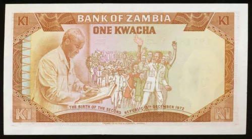 ZAMBIA 1 KWACHA P-16 1972 Commemorative KAUNDA UNC AFRICA MONEY BILL BANK NOTE 2
