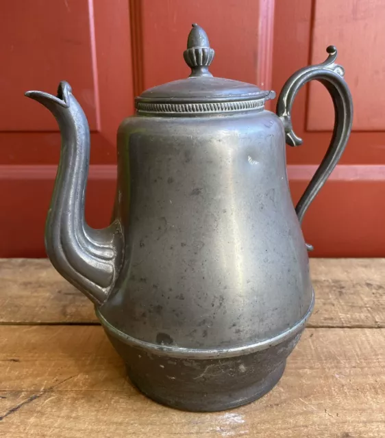 Antique Civil war era 1962 E. B Mannings Pewter Tea Pot Jug AMERICAN