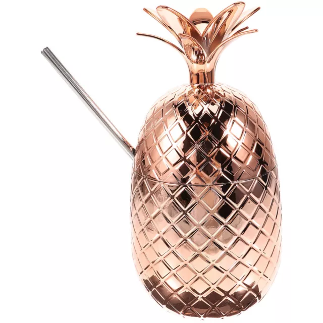 Plastic Pineapple Sippy Cup, Luau Party Stainless Steel Tumbler with Straws-EX