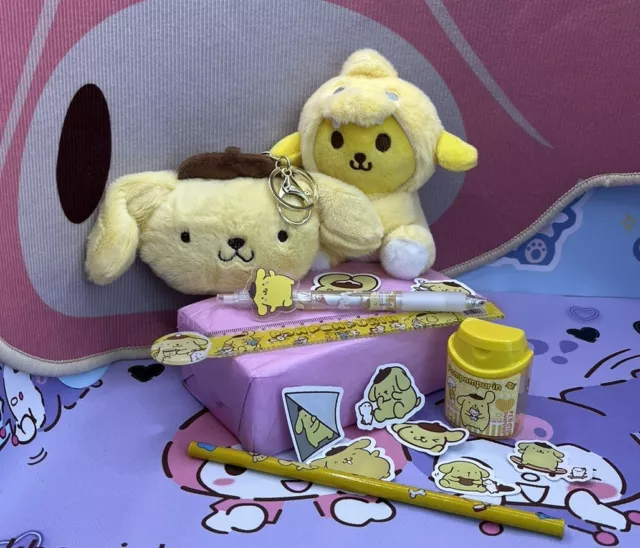 Sanrio Pompompurin Plushie Bundle Stationary Stickers Pen Pencil