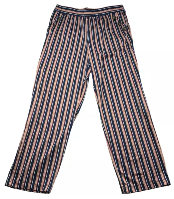 NY Collection Pull On Pants Womens size Large Petite Pink Blue Striped  New