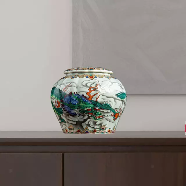 Ceramic Ginger Jar Antique Tea Canister for Kitchen Dining Table Living