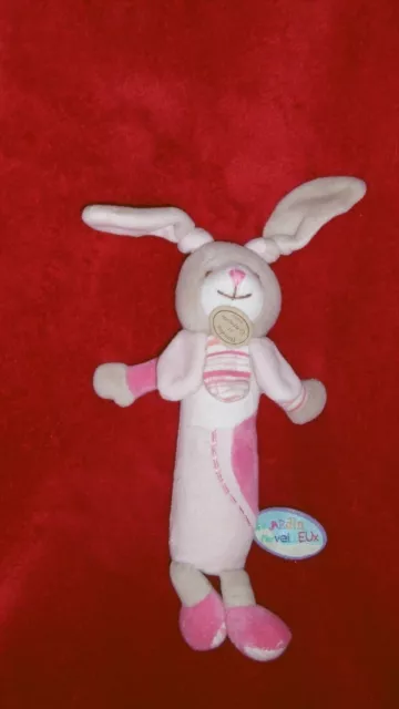 Doudou Et Compagnie Doudou Lapin Baton Celestine Rose et Gris Pouet