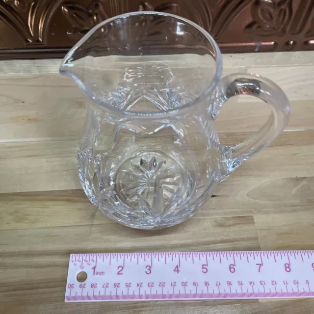 American Brilliant Period Cut Clear Glass Small Pitcher Squat Jug 7” X Fern ABP 6