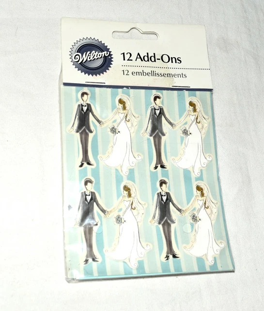 Wilton 12 Add Ons Bride and Groom Embellishments NEW Factory Sealed