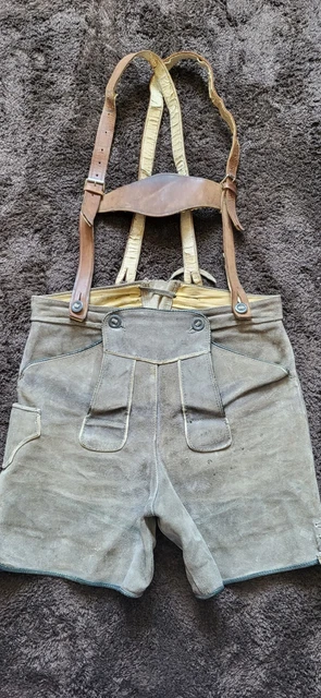 vecchi pantaloni in pelle corti 48 pieni pelle bovina vintage scout anni 60 scout