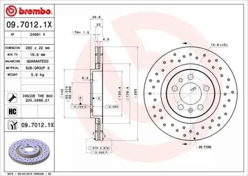 BREMBO BREMSSCHEIBEN + BELÄGE VORNE Ø280 VW NEW BEETLE Cabriolet BORA 3498447 2