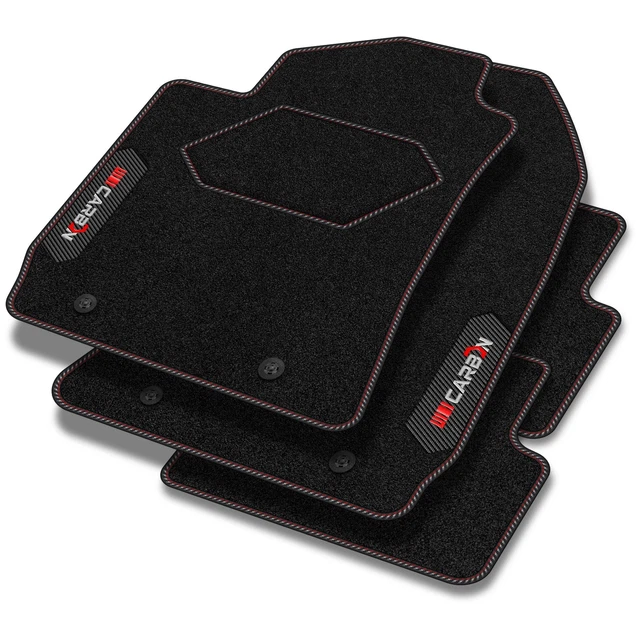 Teileplus24 106-R1N-FBA Tappetini In Velluto Per Skoda Octavia 3 (2013-), Con Cuciture Decorative E Fondo Impermeabile, Set Da 4 Pezzi