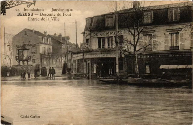 CPA Inondation -Janvier 1910 -Bezons -Descente du Pont -Entrée de la (290568)