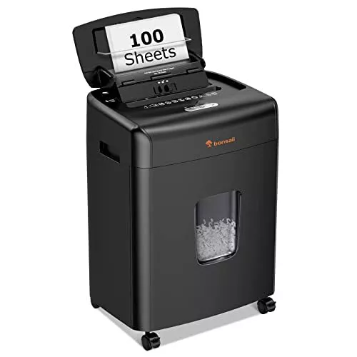 Bonsaii 100-Sheet Auto Feed Paper Shredder for Office, 30 Mins Micro Cut Heavy