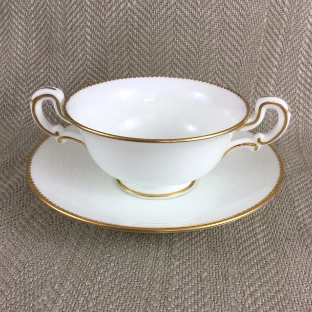 Wedgwood da Zuppa Ciotola Bianco Oro Porcellana Lingotto Tazza E Thomas Goode