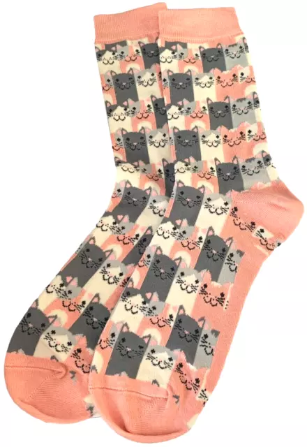 Calze Gatto Rosa Donna Gatti Stampa Divertente Grigio Novità Bamboo Cotone Donna Gattino Nuove