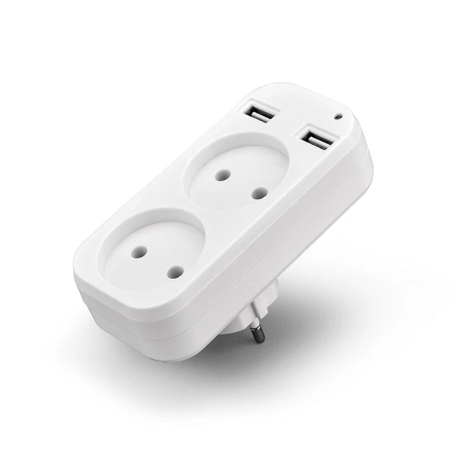 Doppelstecker Adapter 2 Stück - Steckdosenverteiler Für Küche, Büro & Reisen 16A 3500W