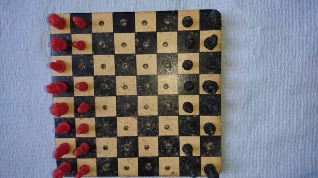 vintage chess set and board
