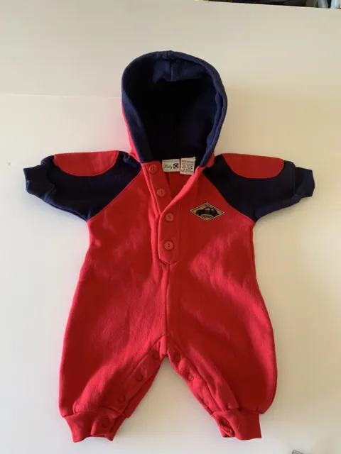 Vintage Nordstrom Baby N Newborn Romper Outfit Blue Red XX Small