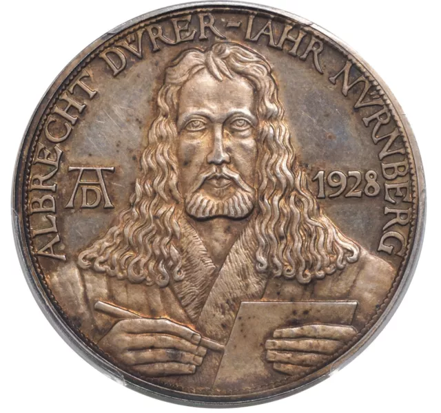 1928, Nuremberg (City). Silver "Albrecht Durer" Medal by J. Bernhart. PCGS SP64!