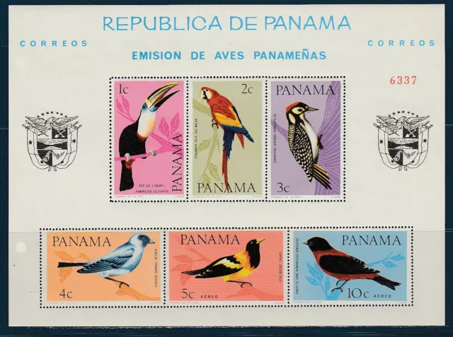 TBL PANAMA  bloc nature faune 6 oiseaux de 1967   neuf **