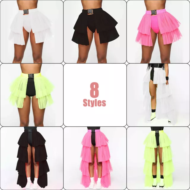 Half Bustle Layer Tulle Tutu Skirt Burlesque Petticoat Clubwear Rave Party Dress