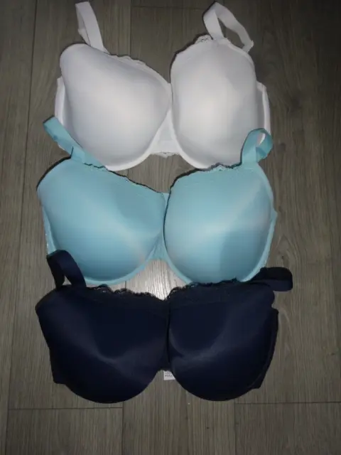 3 X M&S MARKS & SPENCER COTTON BLEND NON WIRED FULL CUP BRA'S SIZE 32E