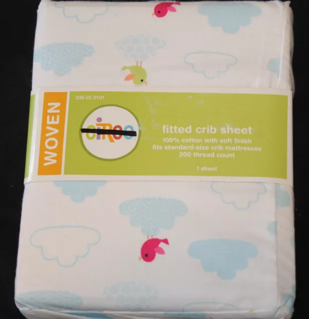 Circo Tweet Dreams Fitted Crib Sheet Toddler Bed Sheet blue pink birds new