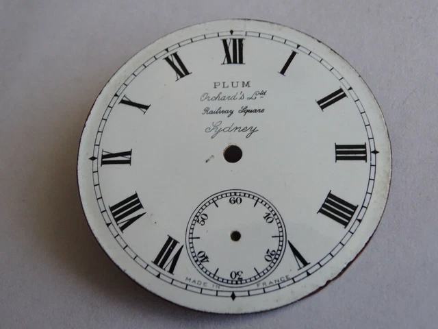 ANCIEN CADRAN MONTRE GOUSSET ÉMAILLÉ 24 HEURES CHRONO CHIFFRES ROUGES