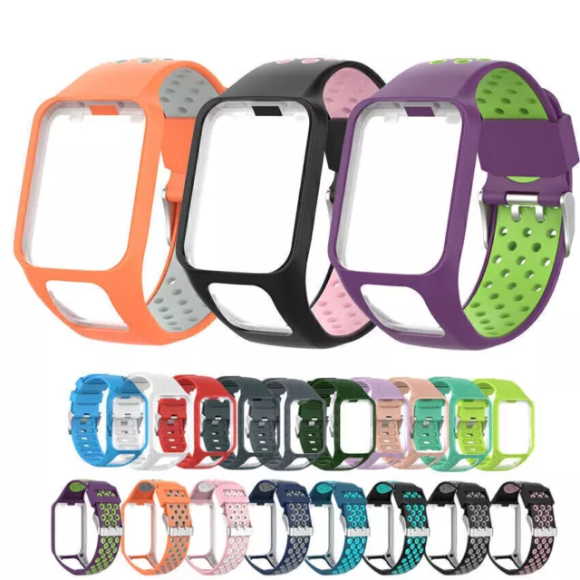 For TomTom Runner2 3 Spark3 Band Strap Silicone Two-tone Wrist Replacement Watch