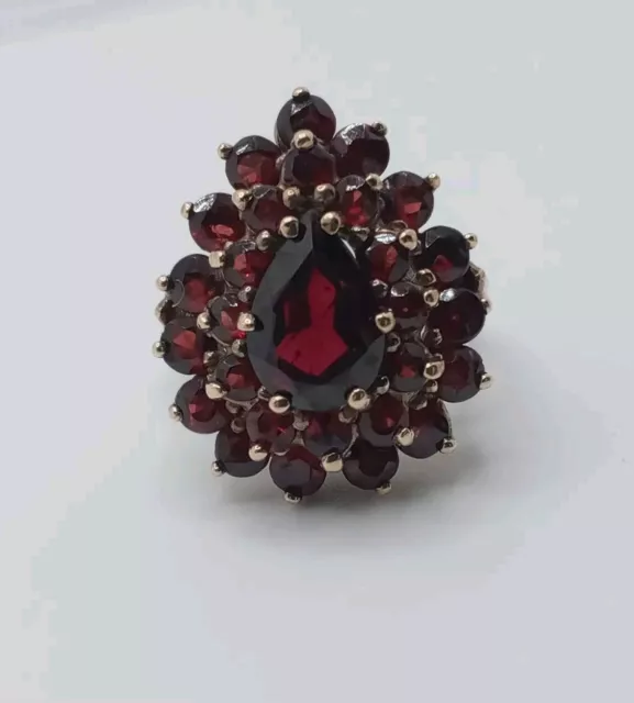 VINTAGE 10K SOLID Yellow Gold Garnet Ladies Ring Size 6.25 Signed ...