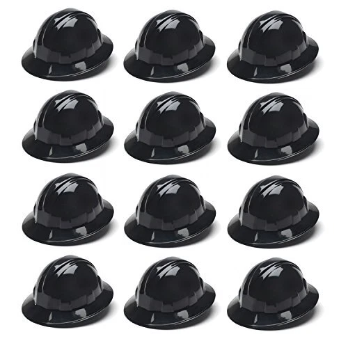Pyramex HP24111 Black Full Brim Style 4 Point Ratchet Suspension Hard Hat