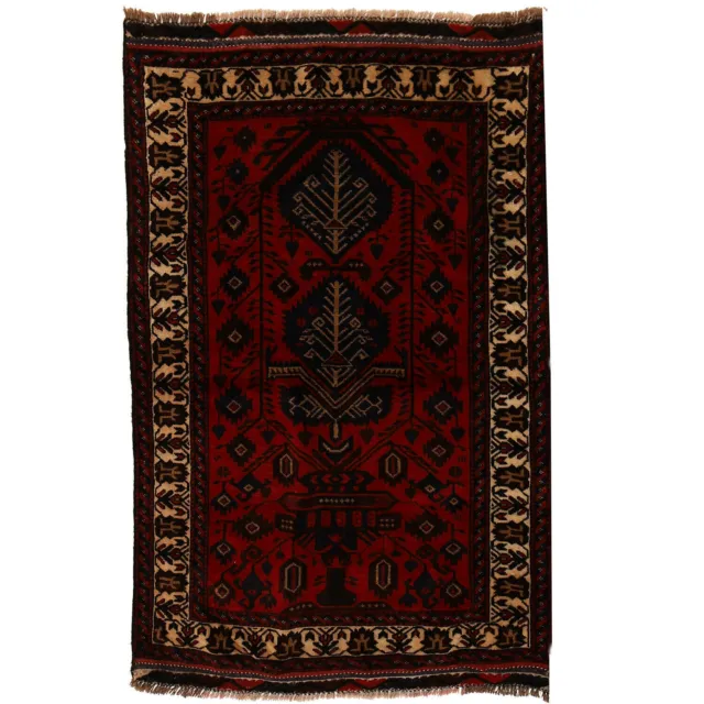 Oriental Hand Made Traditional Home/Office Afghan Red Carpet Rug 144x91cm G15531