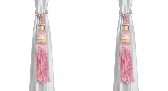 Beautiful Polyester Tassel Rope Curtain Tieback color Pink Lace set of 2 Pcs
