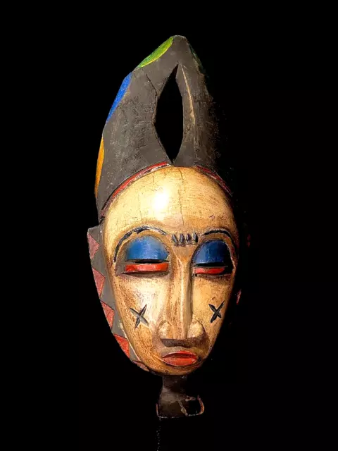 African mask antiques tribal Face vintage Wood  Wall Hanging Tribal Baule-5259