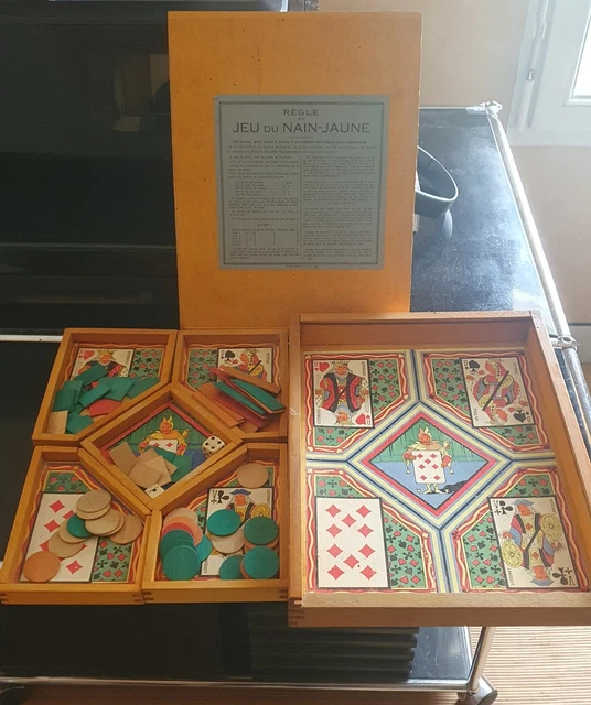JEU DE NAIN JAUNE ANCIEN Emaillerie Lyonnaise début