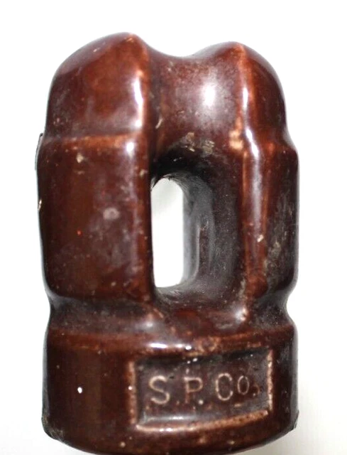 Vintage Glazed Brown Ceramic Porcelain Electric Power Line Insulator SR Co 3