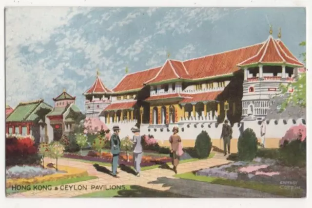 British Empire Exhibition Hong Kong & Ceylon Pavilions Ernest Coffin Postcard