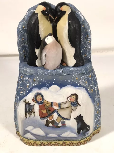 G. DeBrekht 2008 "Arctic Friends" Penguin Family Secret Box Display #58911