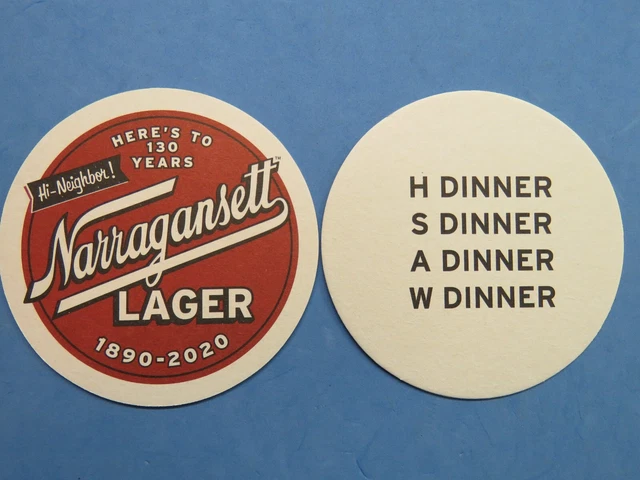 Beer Coaster ~ NARRAGANSETT Hi Neighbor Brewery, Rhode Island ~ Dinner Puzzle