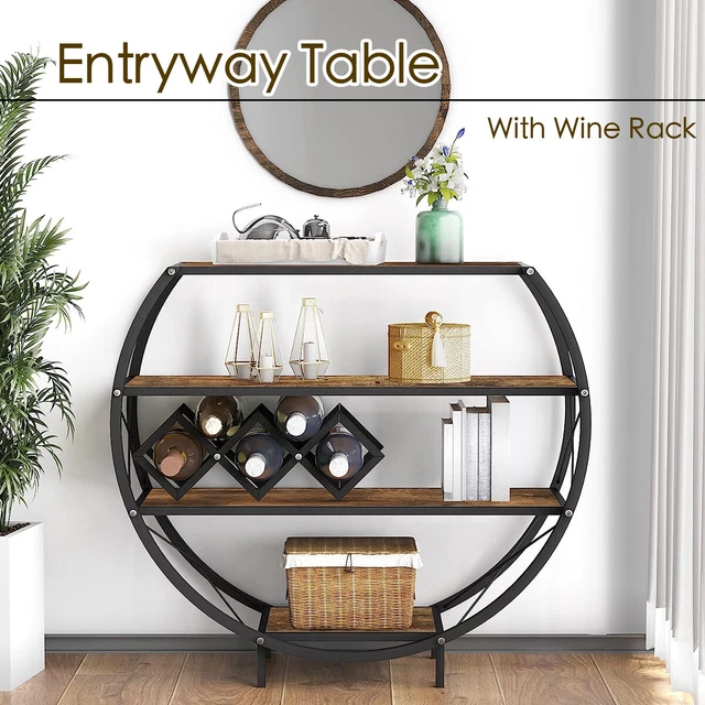 CONSOLE TABLE INDUSTRIAL Entryway Table with 4Tier Open Storage Shelf