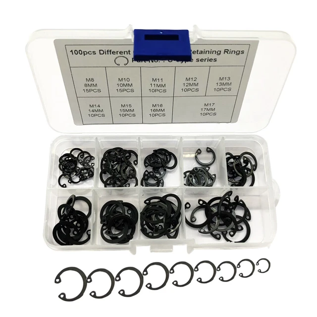 100 IN 1 65 Mn Carbon Steel Universal Snap Rings Set for Automotive £7.