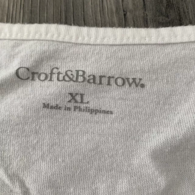 Croft & Barrow Eyelet Front Short Sleeve T-Shirt Womens Size XL White Basic Top 2